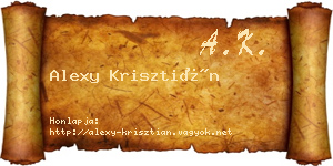 Alexy Krisztián névjegykártya